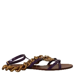 Purple Leather Devotion Flats Sandals Shoes
