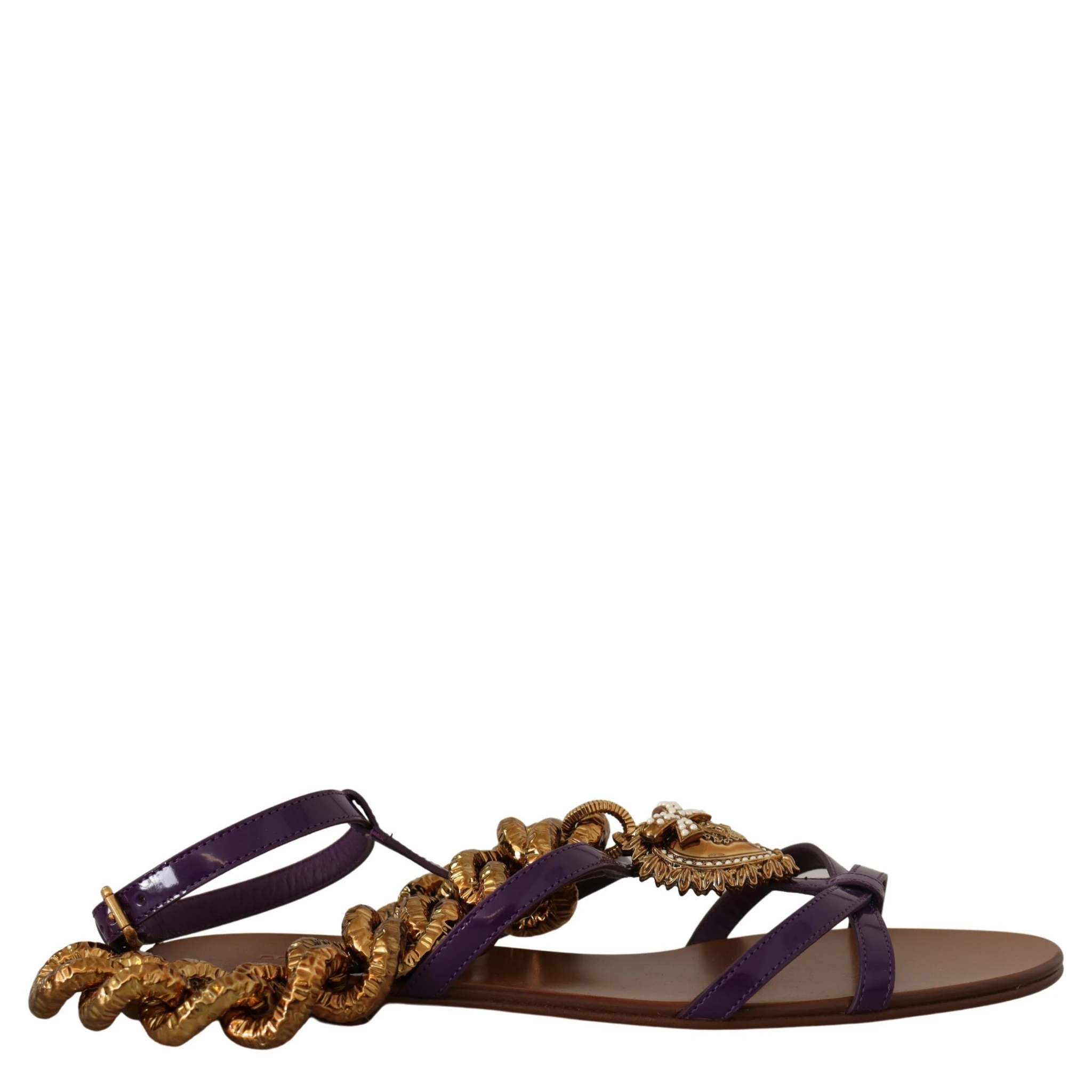 Purple Leather Devotion Flats Sandals Shoes