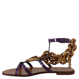 Purple Leather Devotion Flats Sandals Shoes
