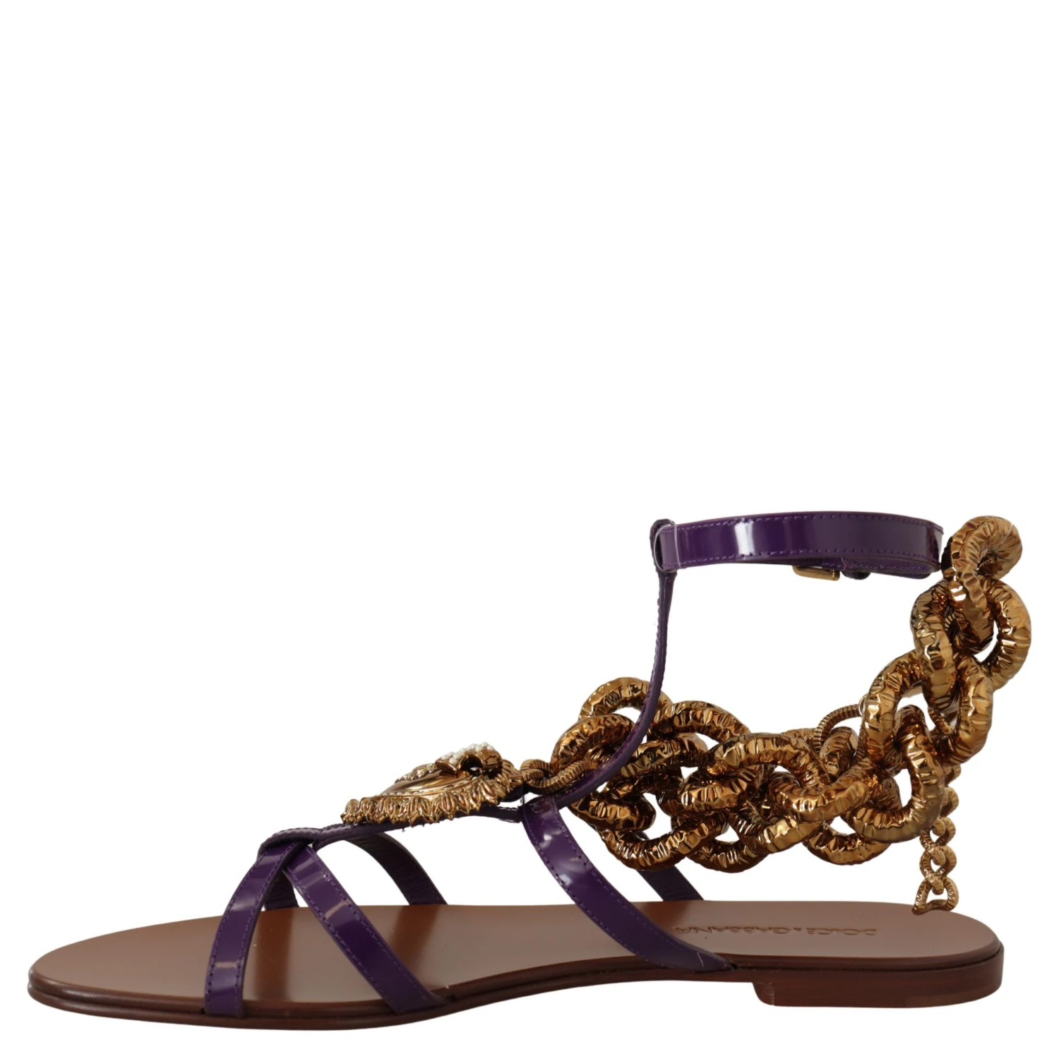 Purple Leather Devotion Flats Sandals Shoes