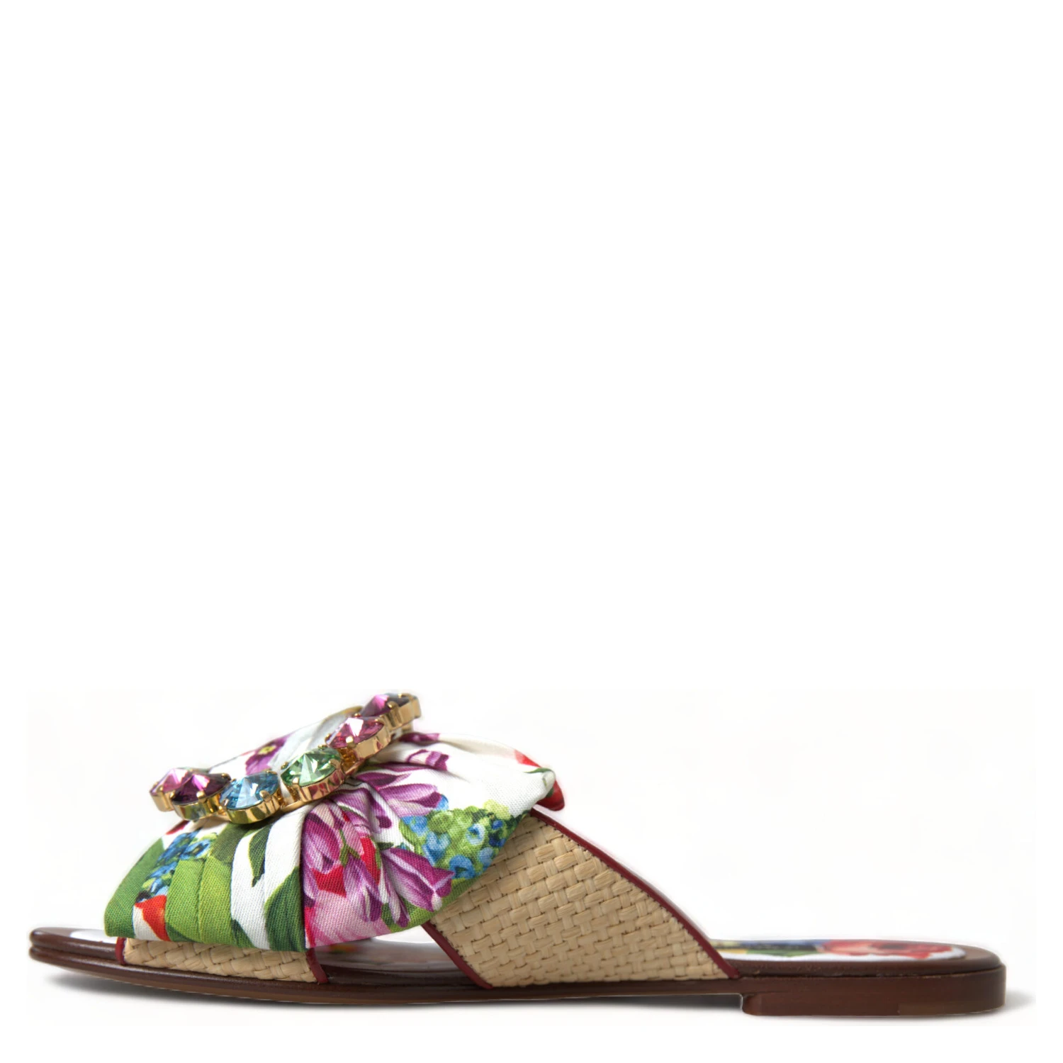 Multicolor Floral Flats Crystal Sandals Shoes