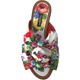 Multicolor Floral Flats Crystal Sandals Shoes