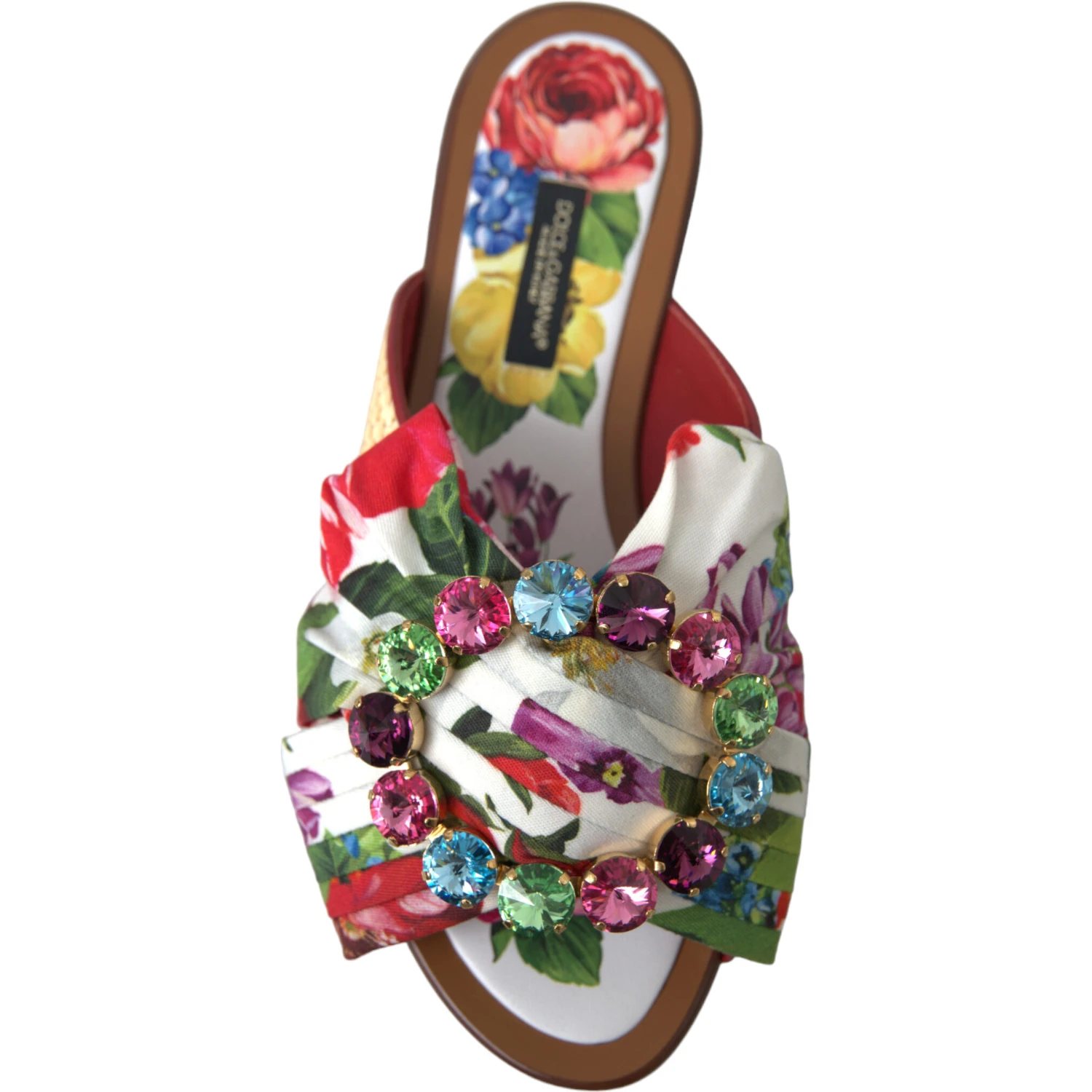 Multicolor Floral Flats Crystal Sandals Shoes