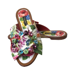 Multicolor Floral Flats Crystal Sandals Shoes