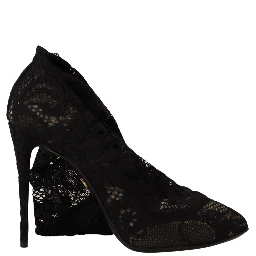 Black Stretch Socks Taormina Lace Boots Shoes