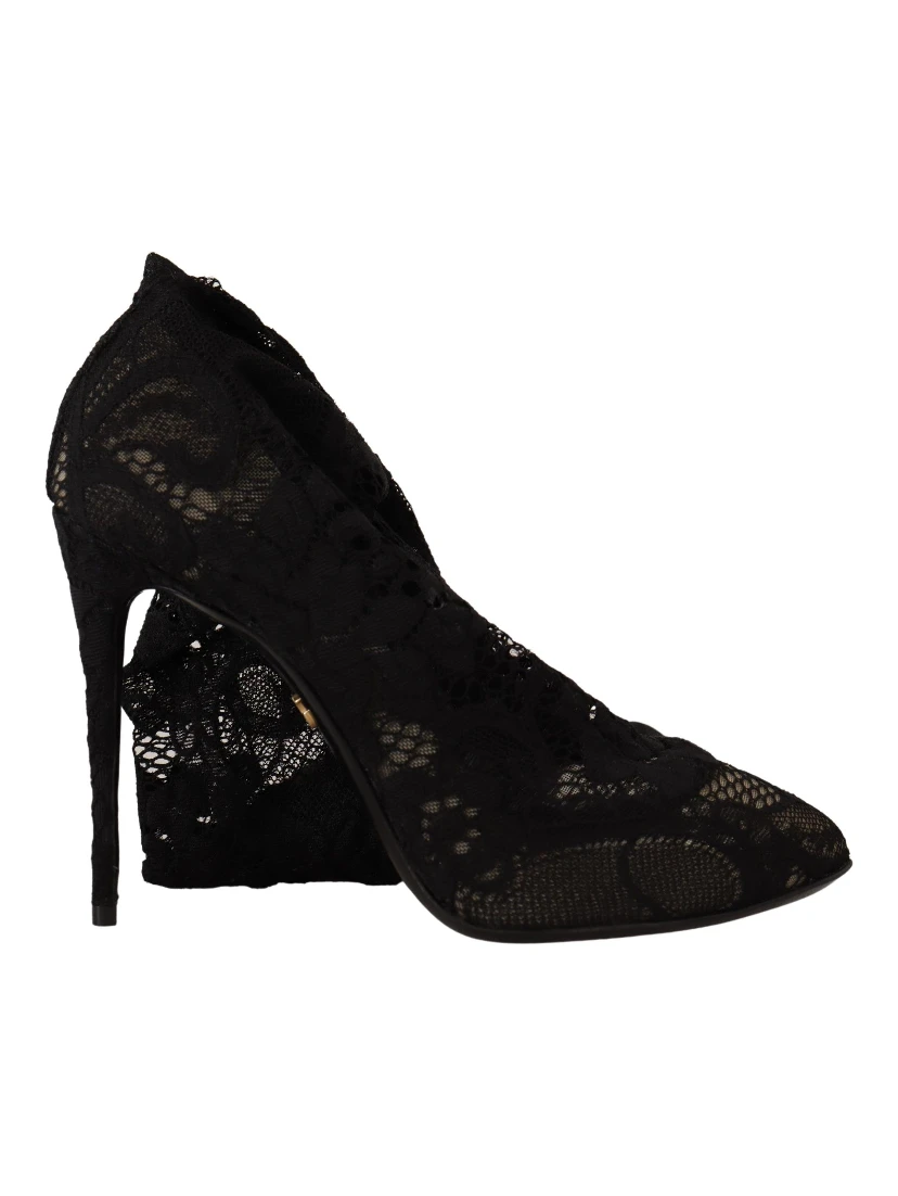 Black Stretch Socks Taormina Lace Boots Shoes