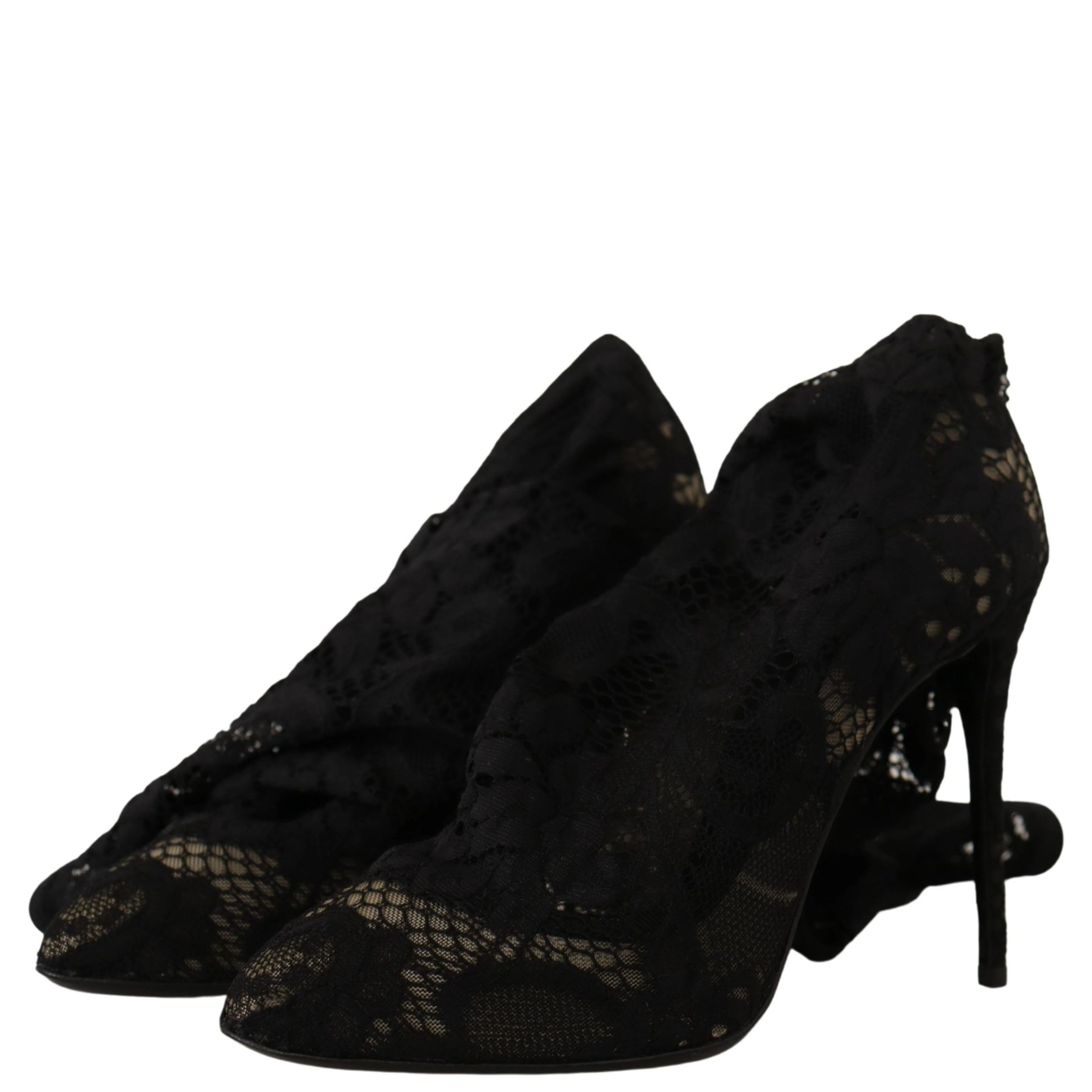 Black Stretch Socks Taormina Lace Boots Shoes