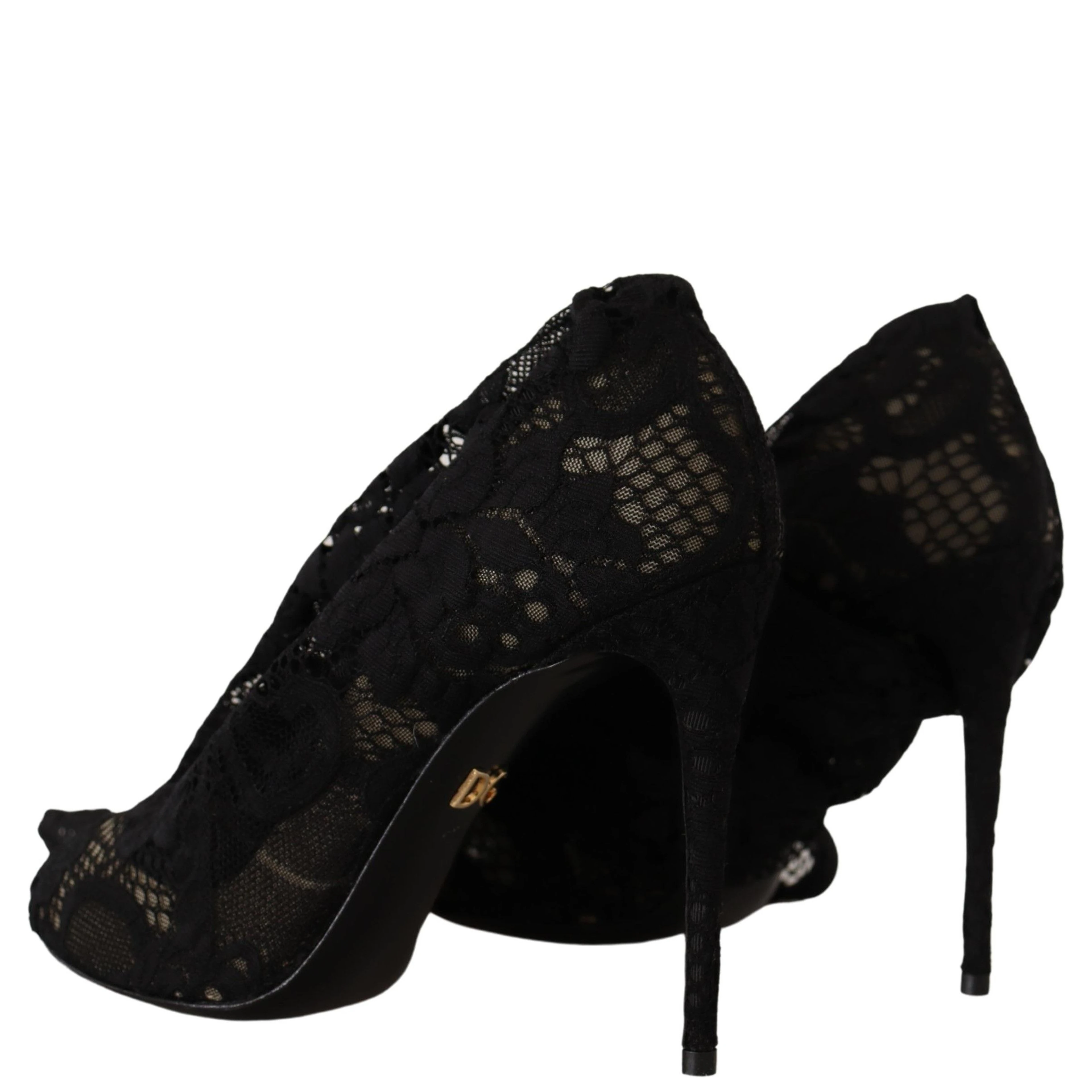 Black Stretch Socks Taormina Lace Boots Shoes