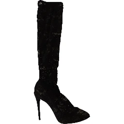 Black Stretch Socks Taormina Lace Boots Shoes