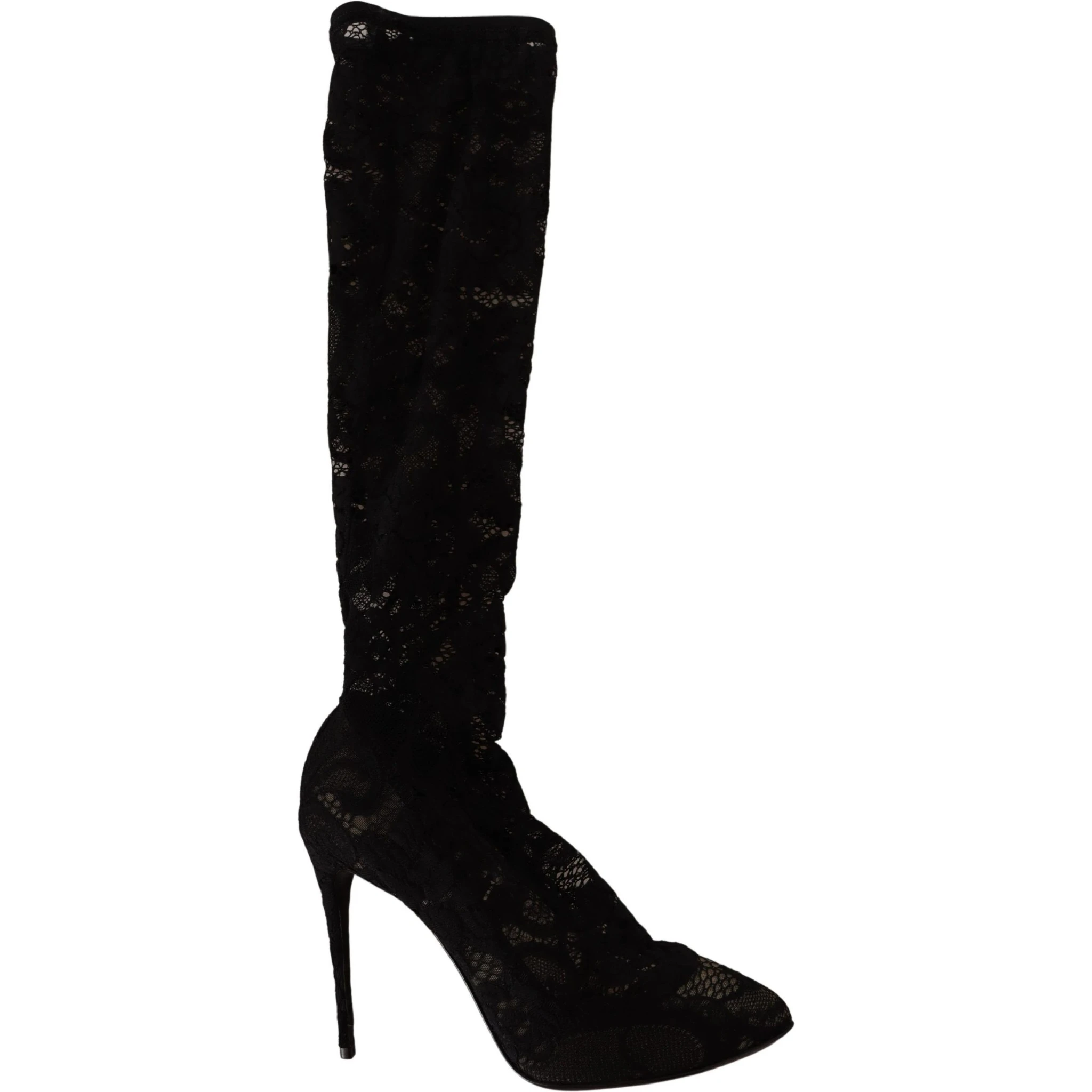 Black Stretch Socks Taormina Lace Boots Shoes