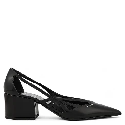 Black Leather Cut-Out Pumps 55