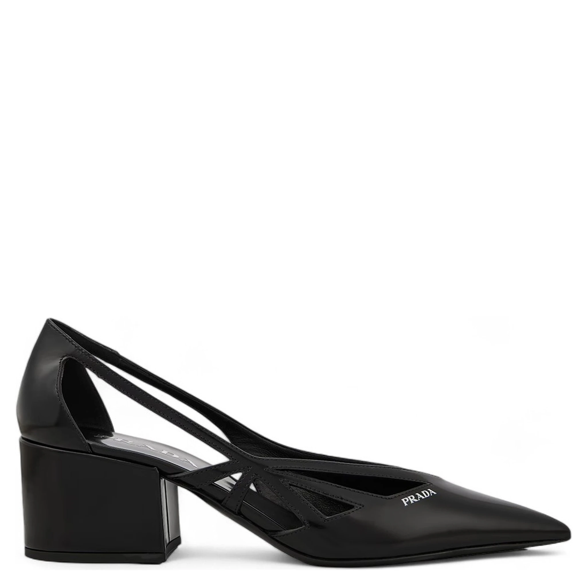Black Leather Cut-Out Pumps 55