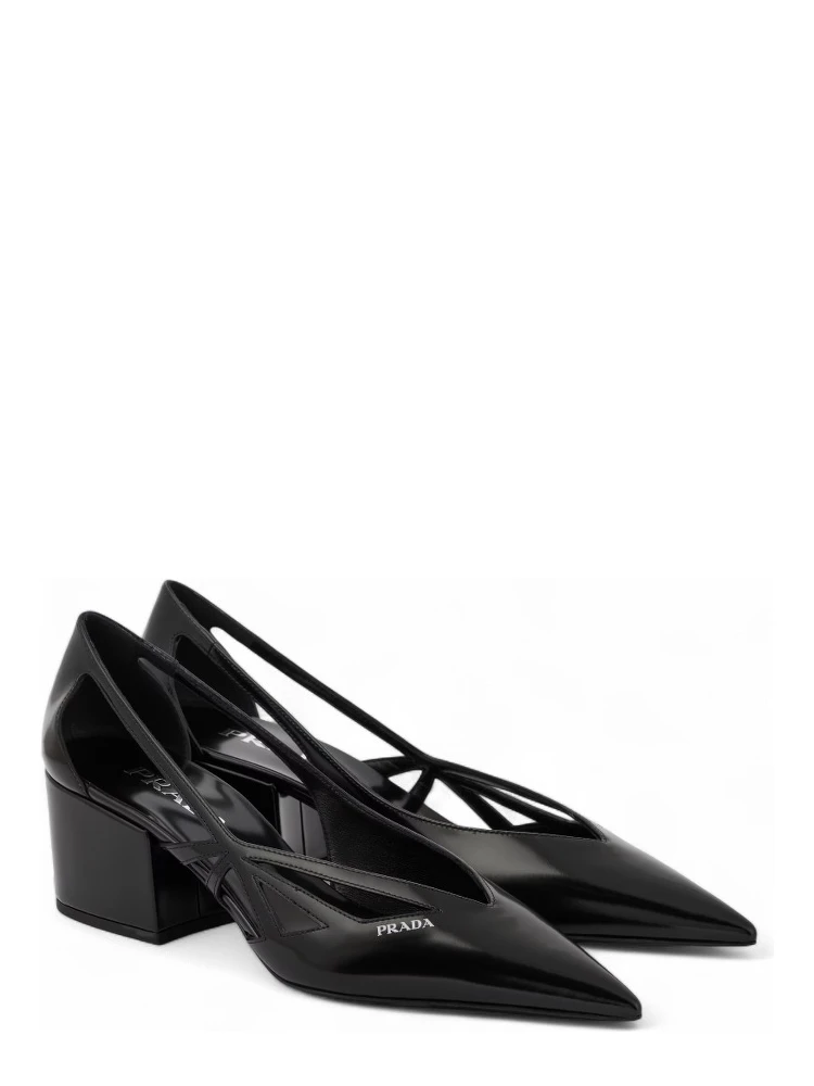 Black Leather Cut-Out Pumps 55 alternative