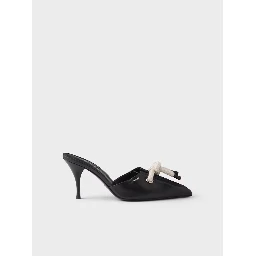 Black Nappa Leather Rope Detail  Sandals