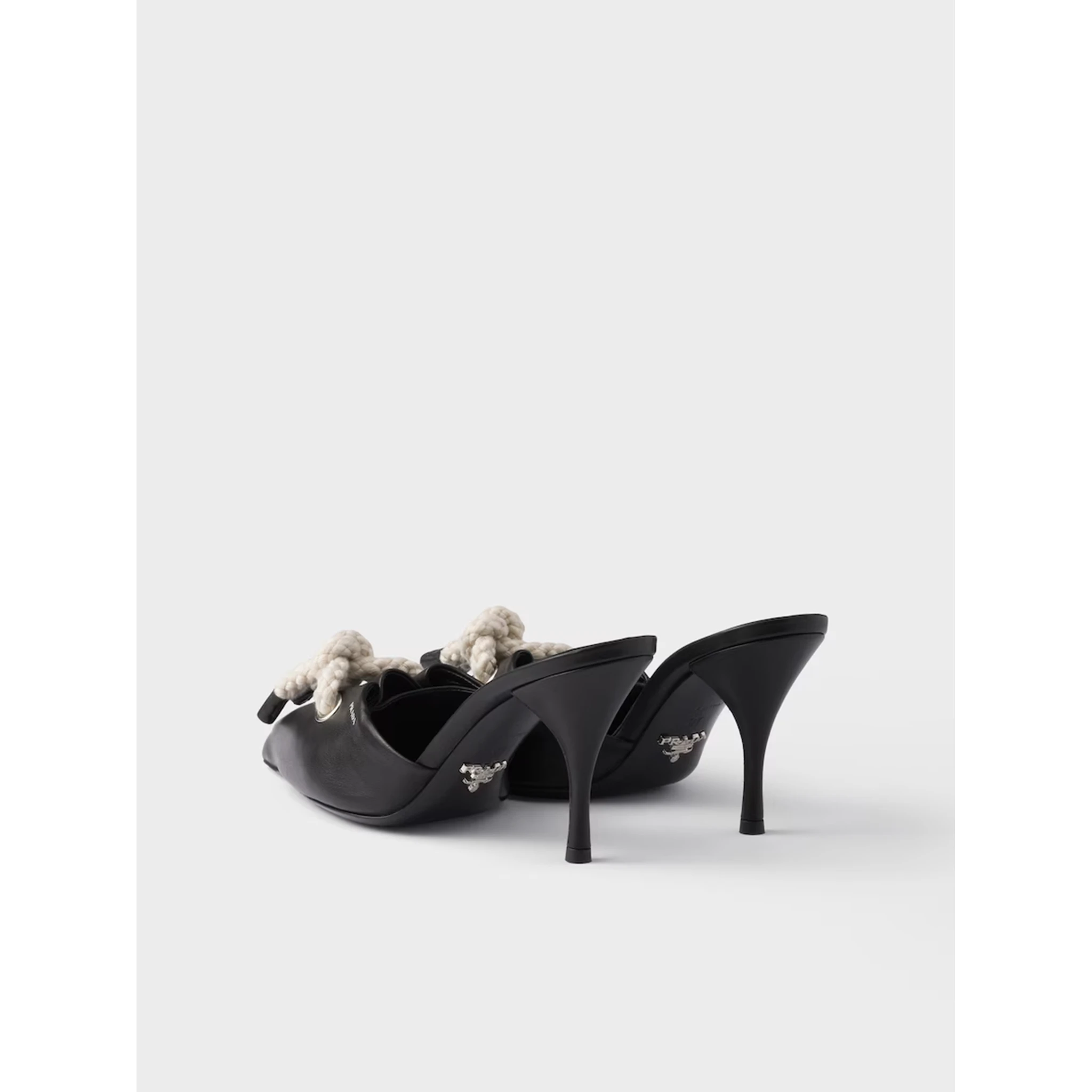 Black Nappa Leather Rope Detail Sandals