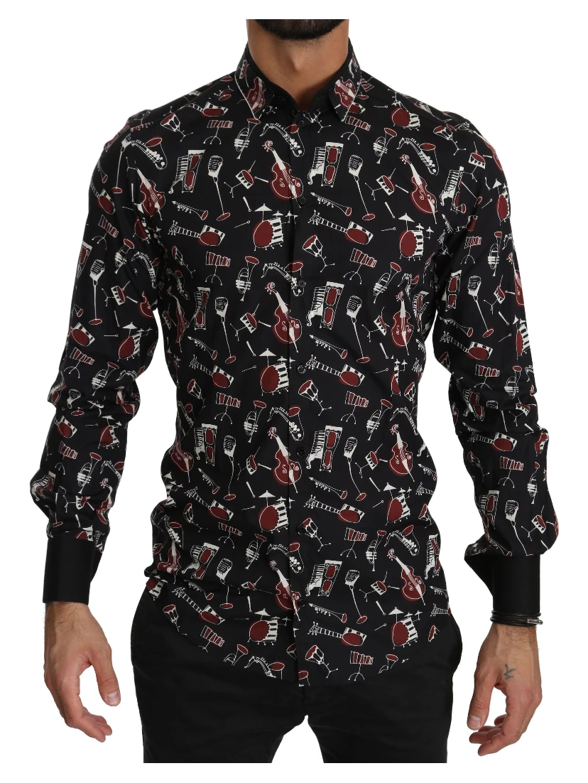 Black Musical Instrument Slim fit Shirt
