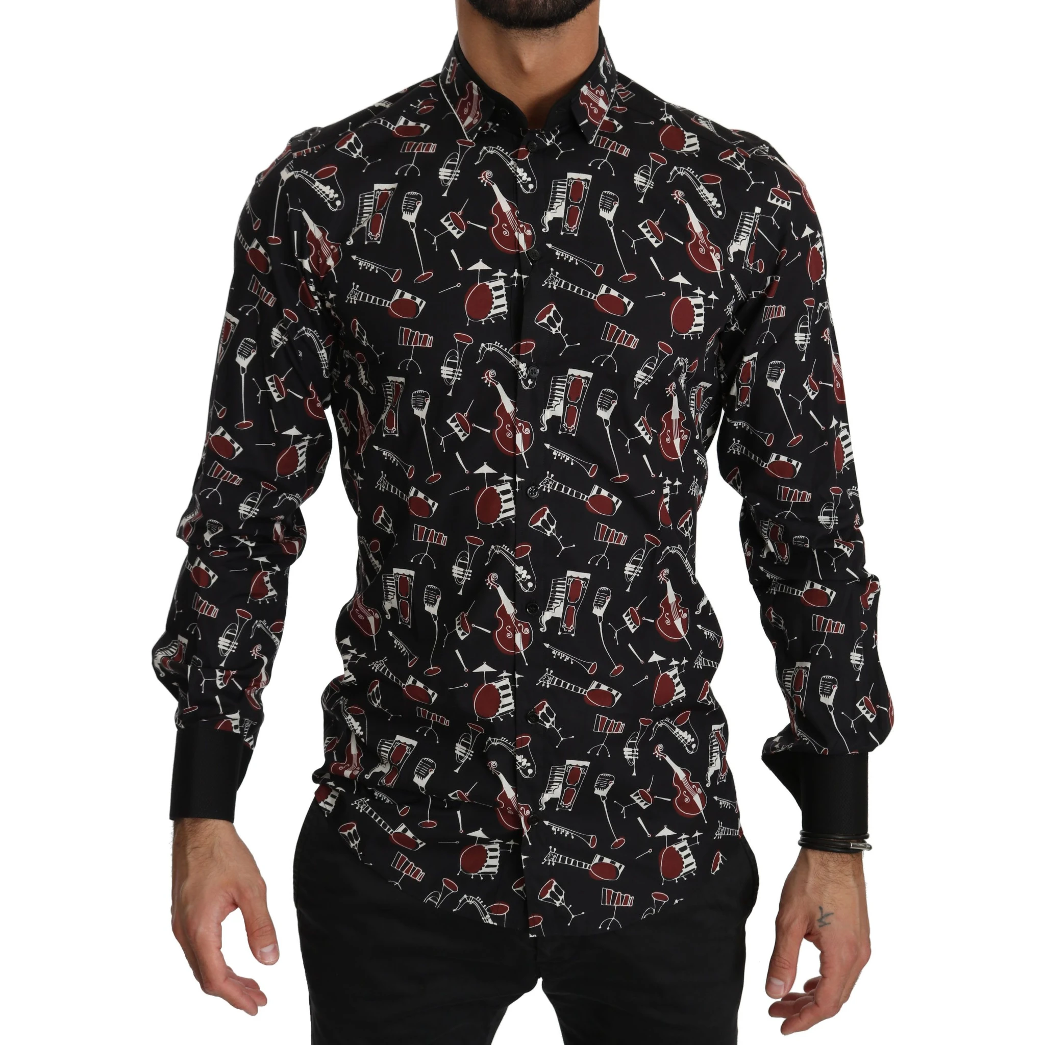Black Musical Instrument Slim fit Shirt