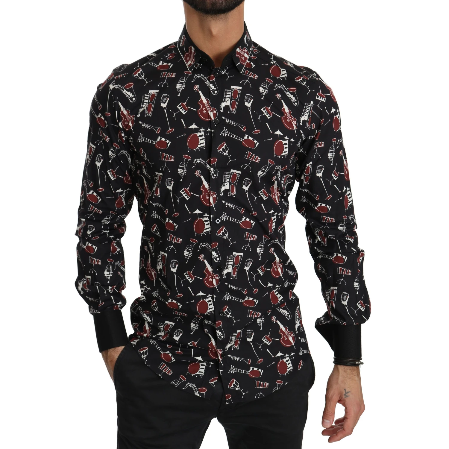 Black Musical Instrument Slim fit Shirt