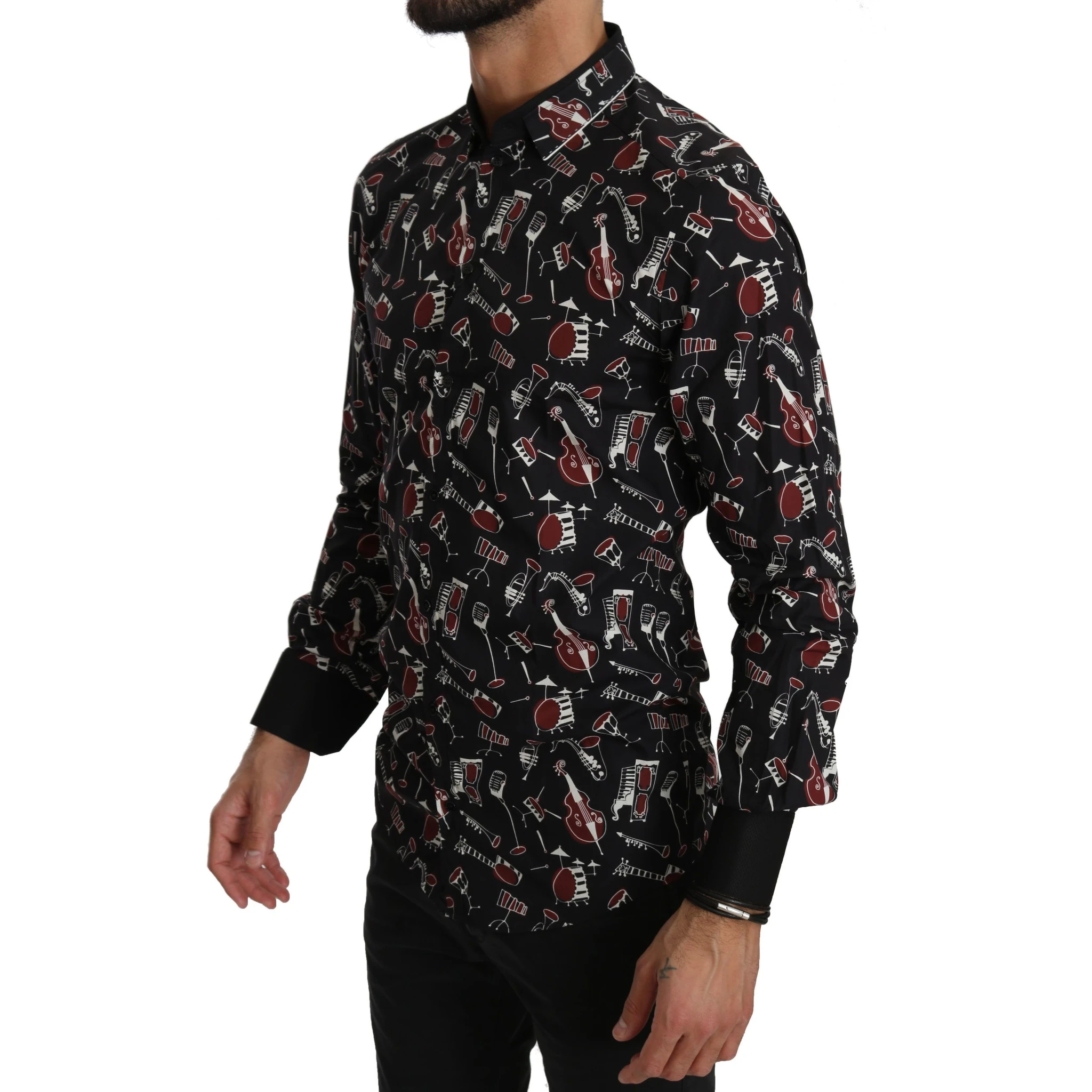 Black Musical Instrument Slim fit Shirt