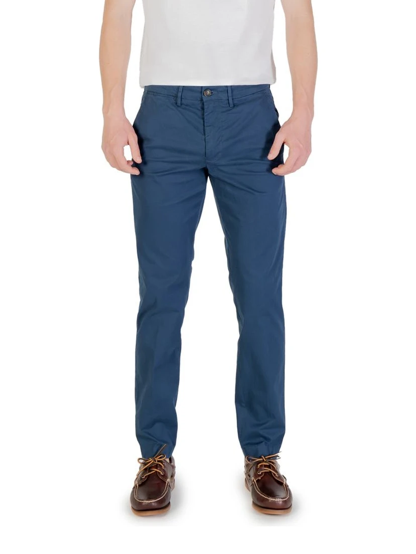 Blue Cotton Skinny Pants