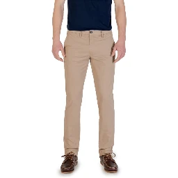 Beige Cotton Skinny Pants