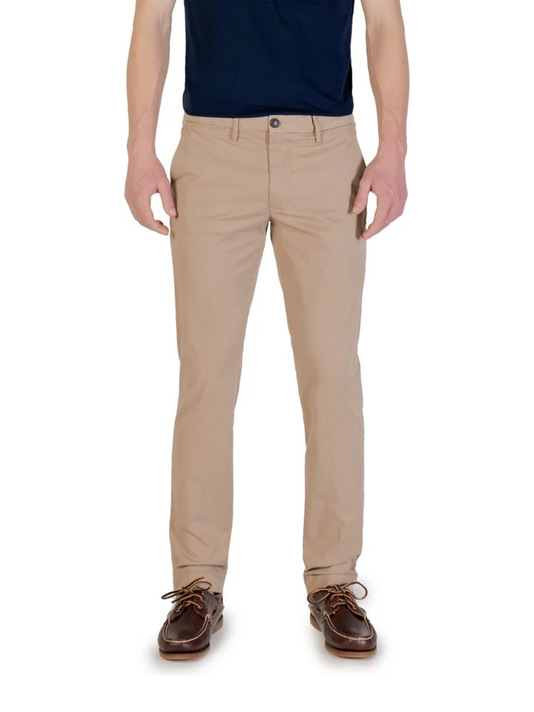 Beige Cotton Skinny Pants