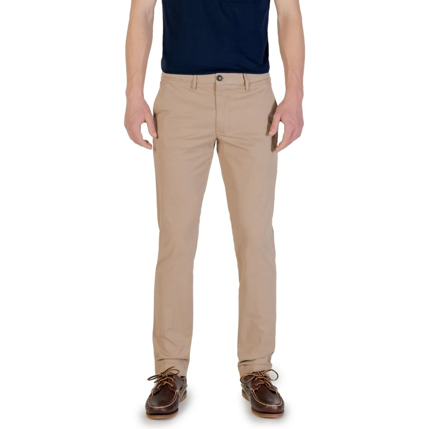 Beige Cotton Skinny Pants