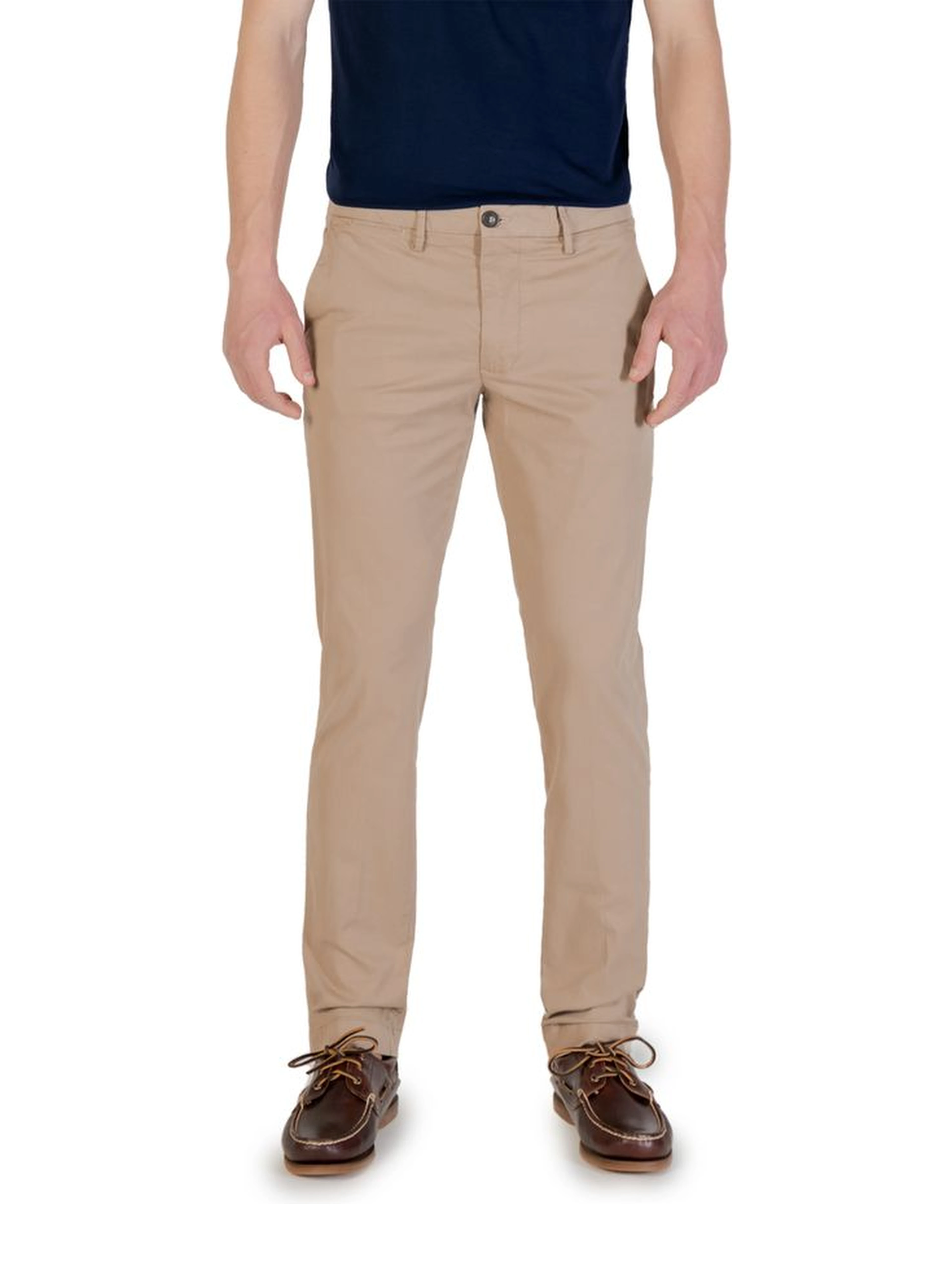 Beige Cotton Skinny Pants