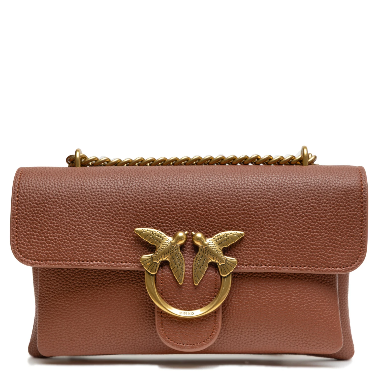 Brown Leather Love Boucle Riga Shoulder Bag