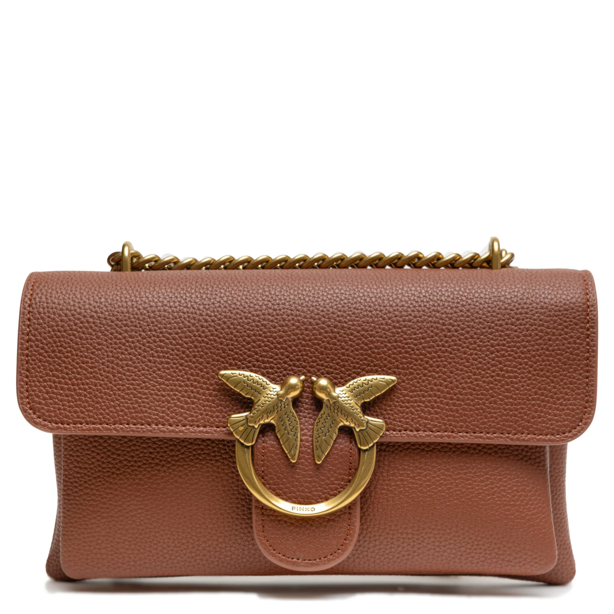 Brown Leather Love Boucle Riga Shoulder Bag