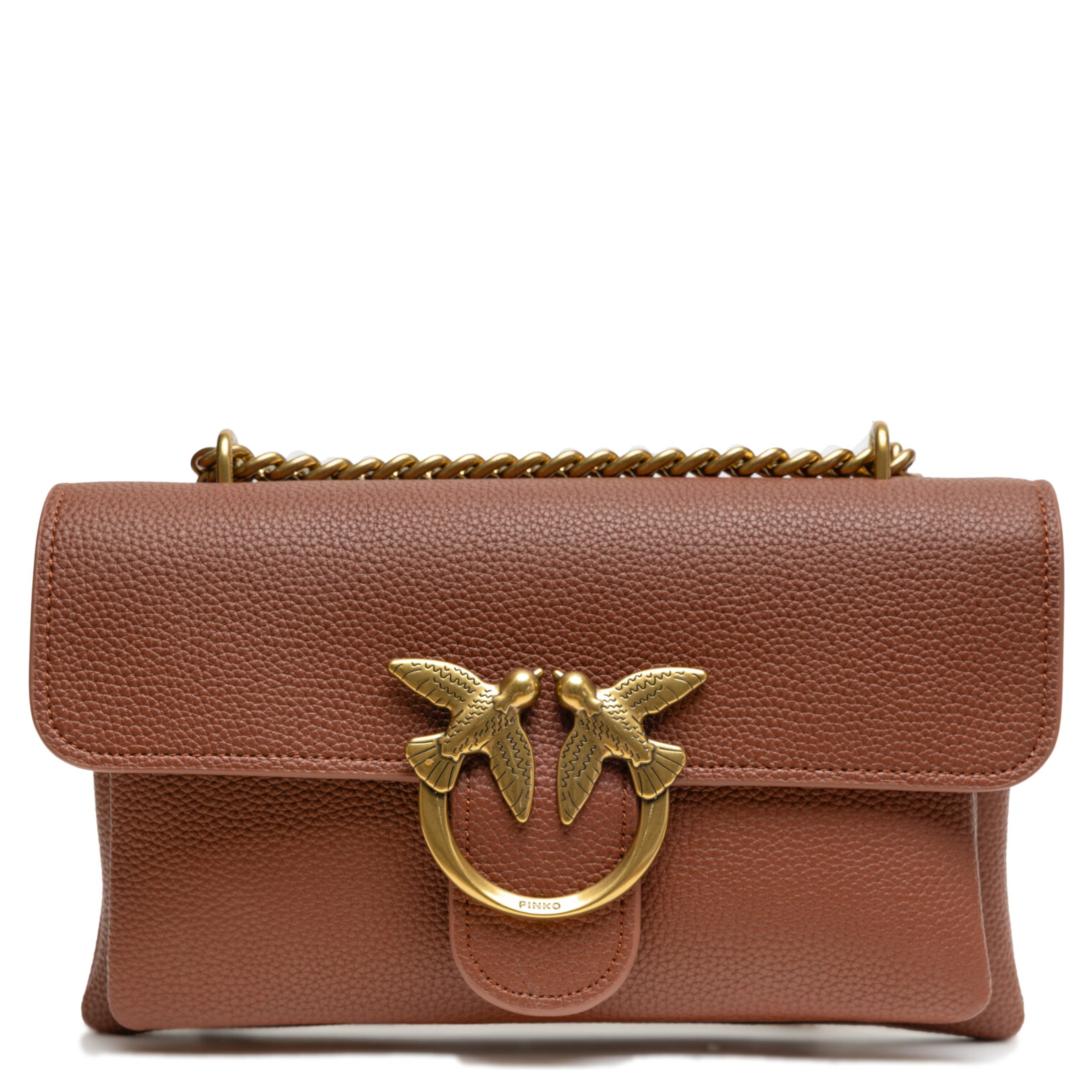 Brown Leather Love Boucle Riga Shoulder Bag