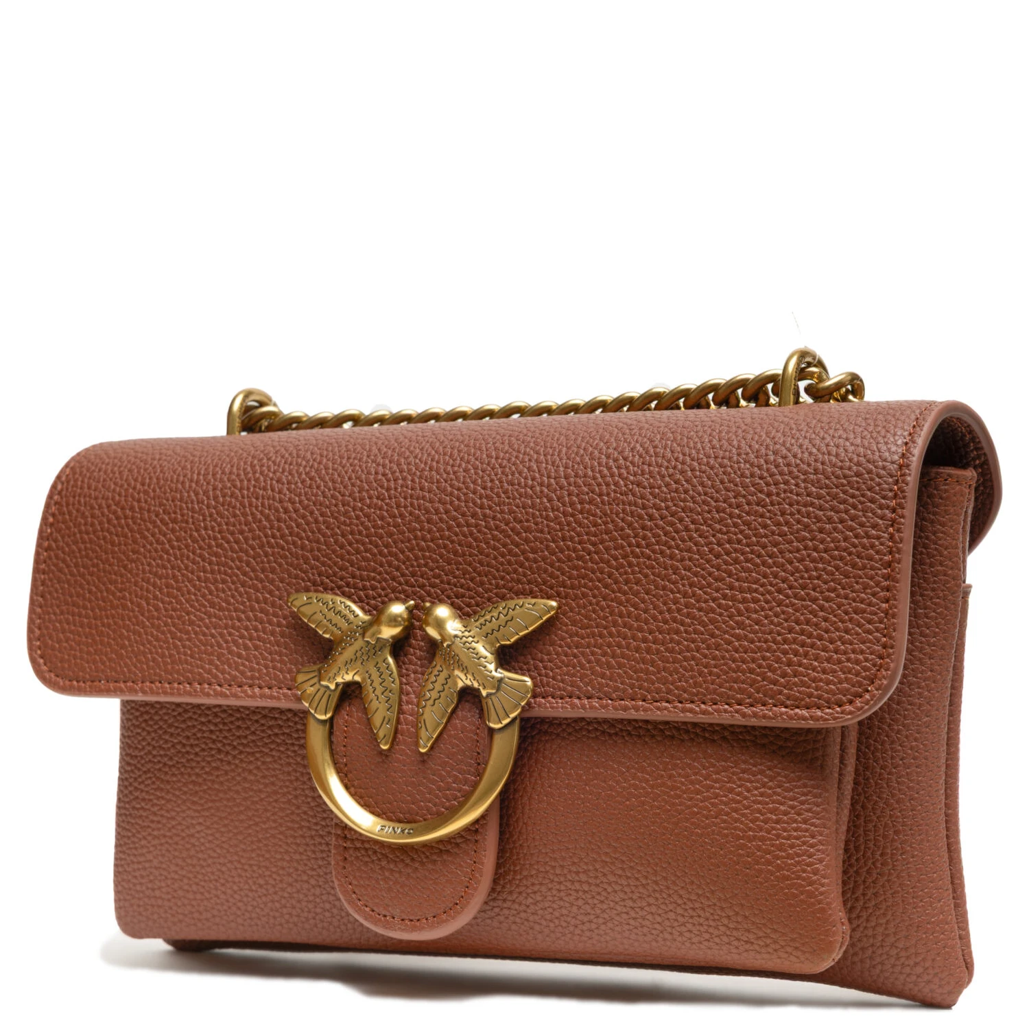 Brown Leather Love Boucle Riga Shoulder Bag