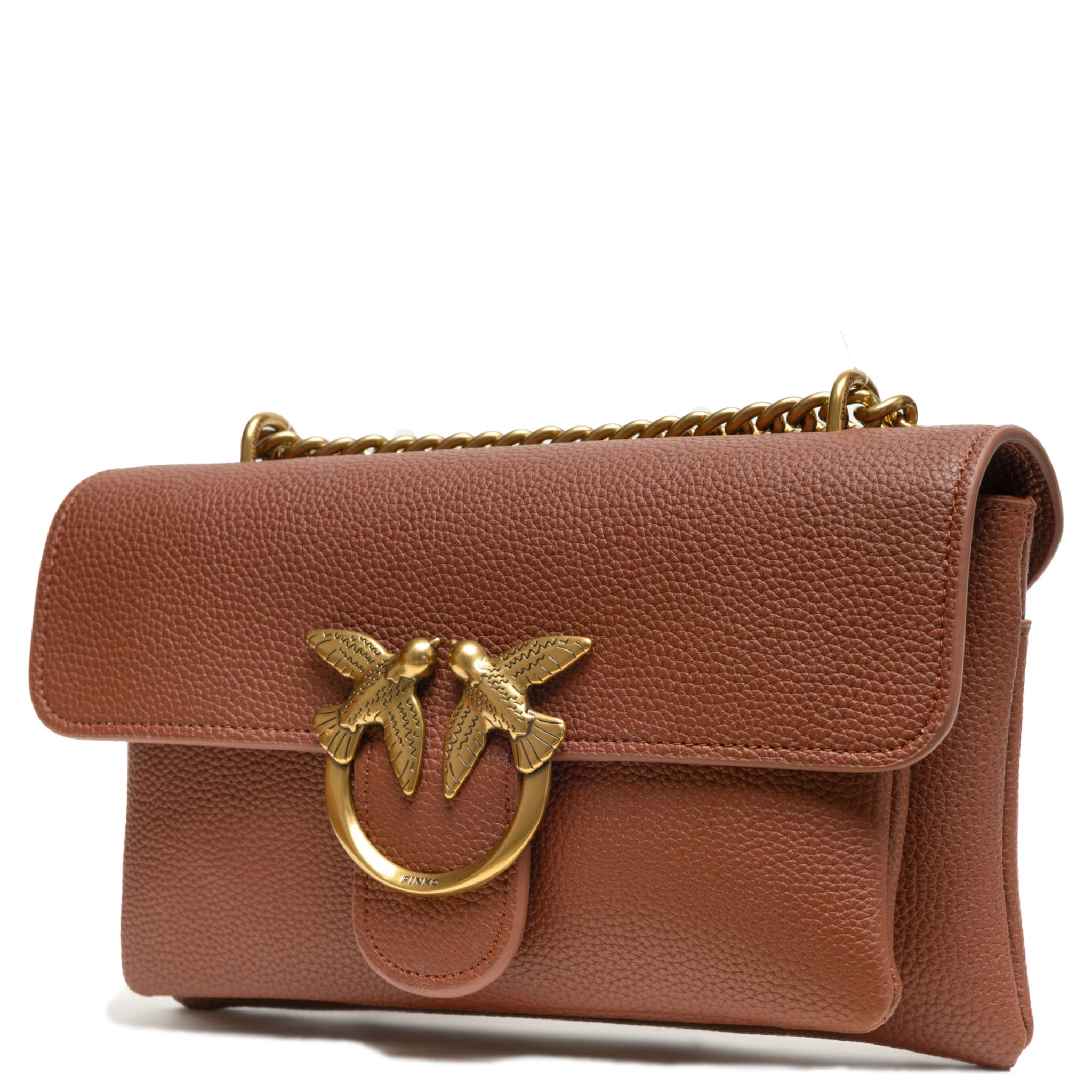 Brown Leather Love Boucle Riga Shoulder Bag