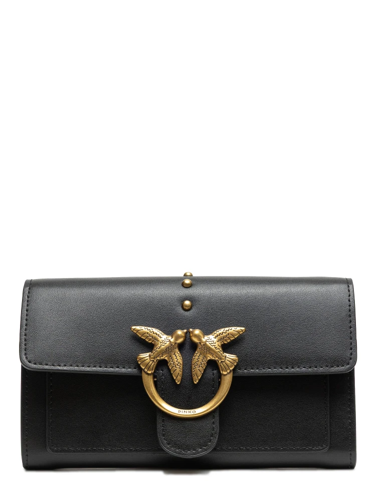 Black Leather Love Bell Classic Shoulder Bag