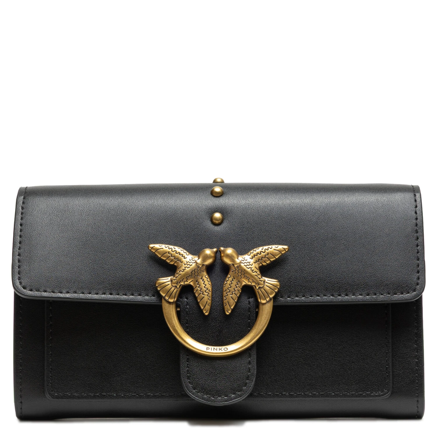 Black Leather Love Bell Classic Shoulder Bag