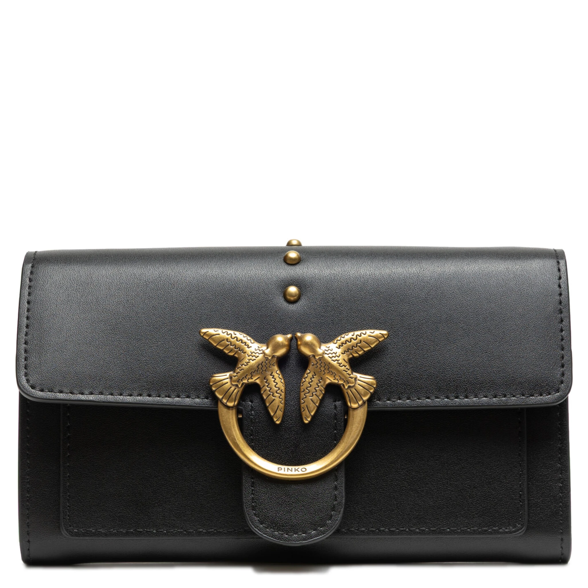 Black Leather Love Bell Classic Shoulder Bag