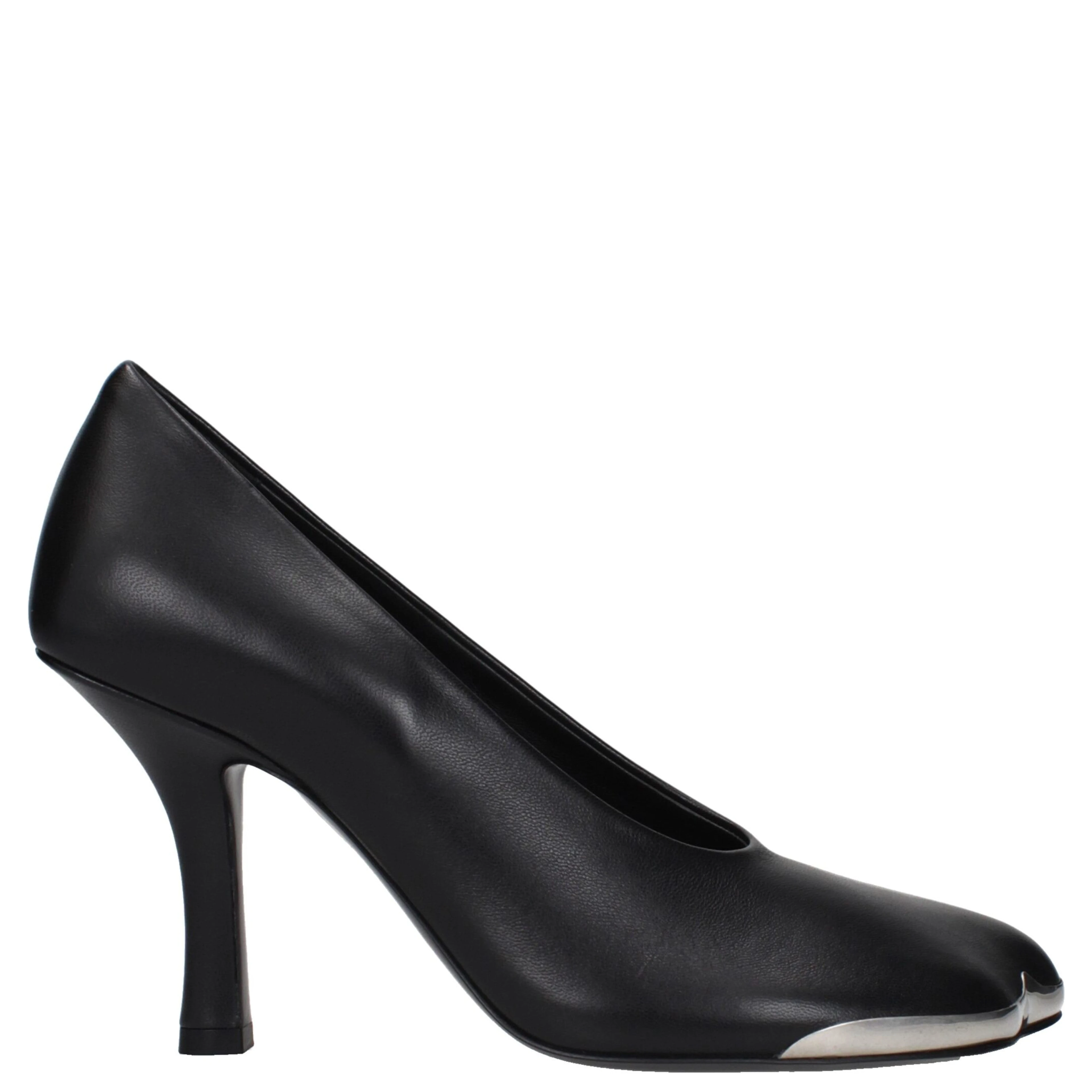 Black Leather High Heel Pumps