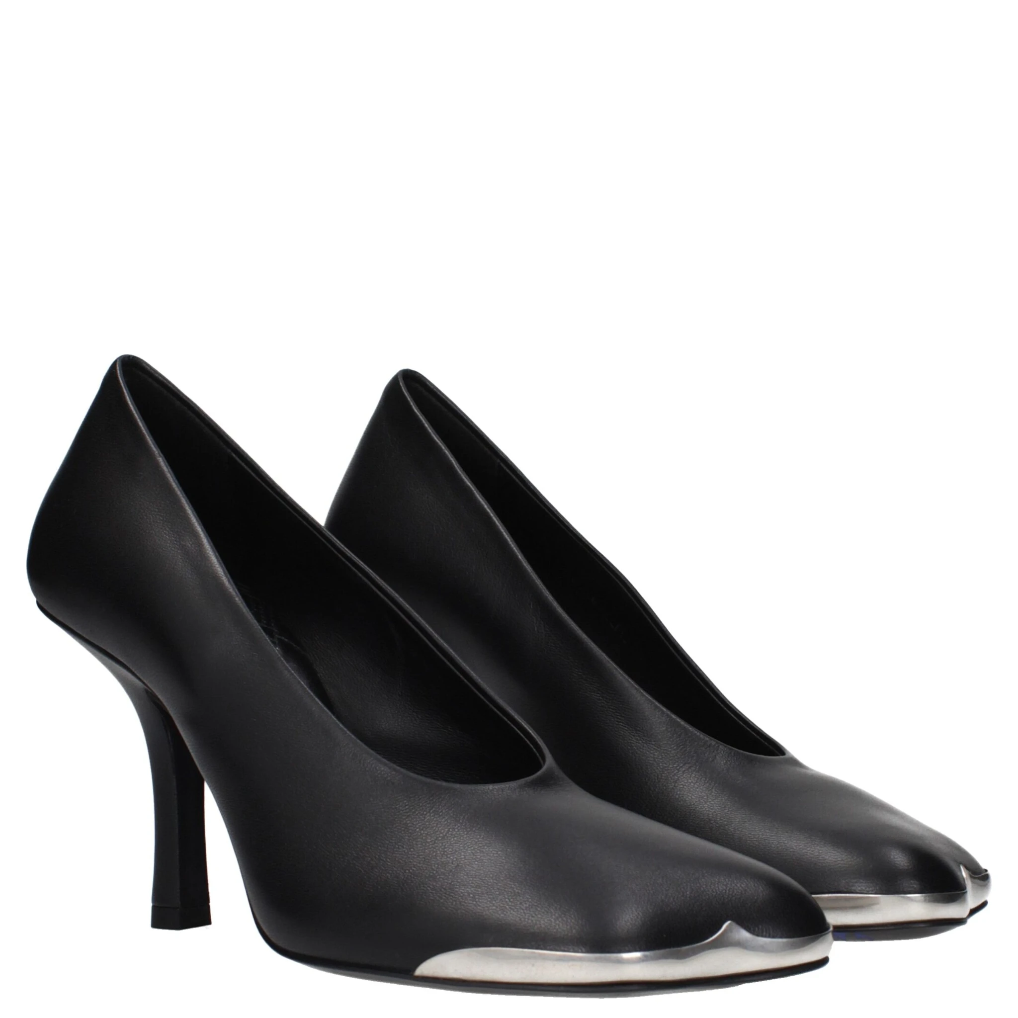 Black Leather High Heel Pumps