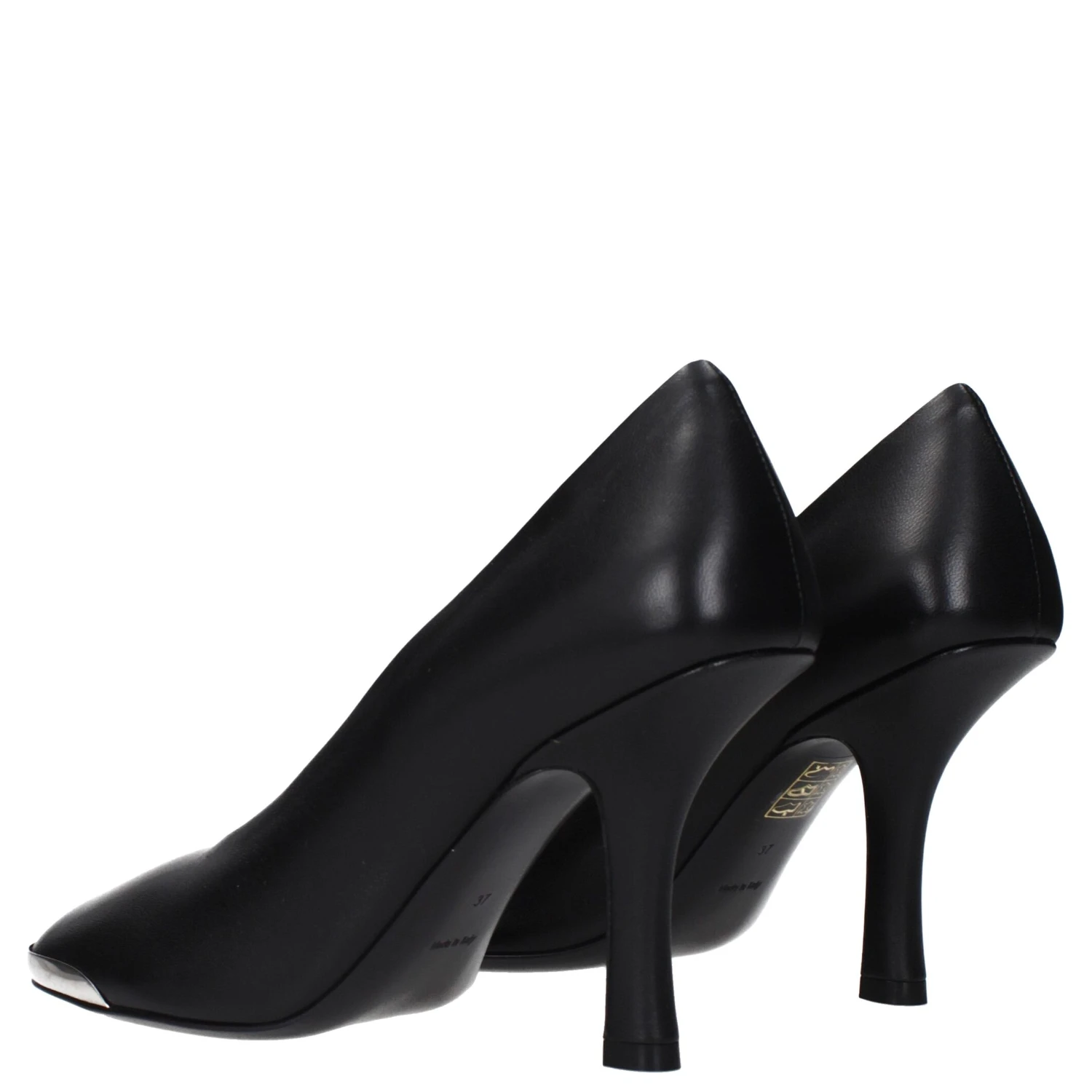 Black Leather High Heel Pumps
