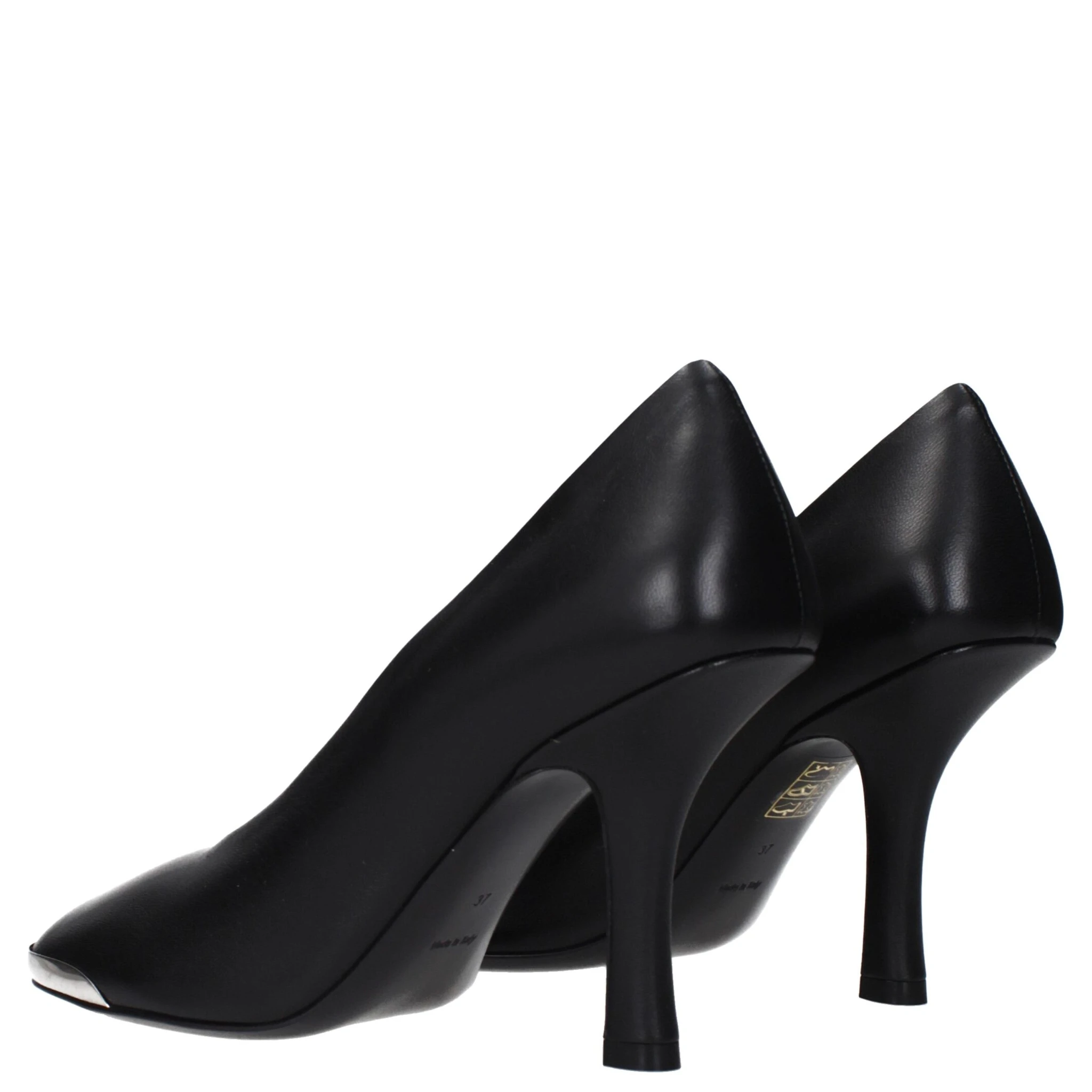 Black Leather High Heel Pumps