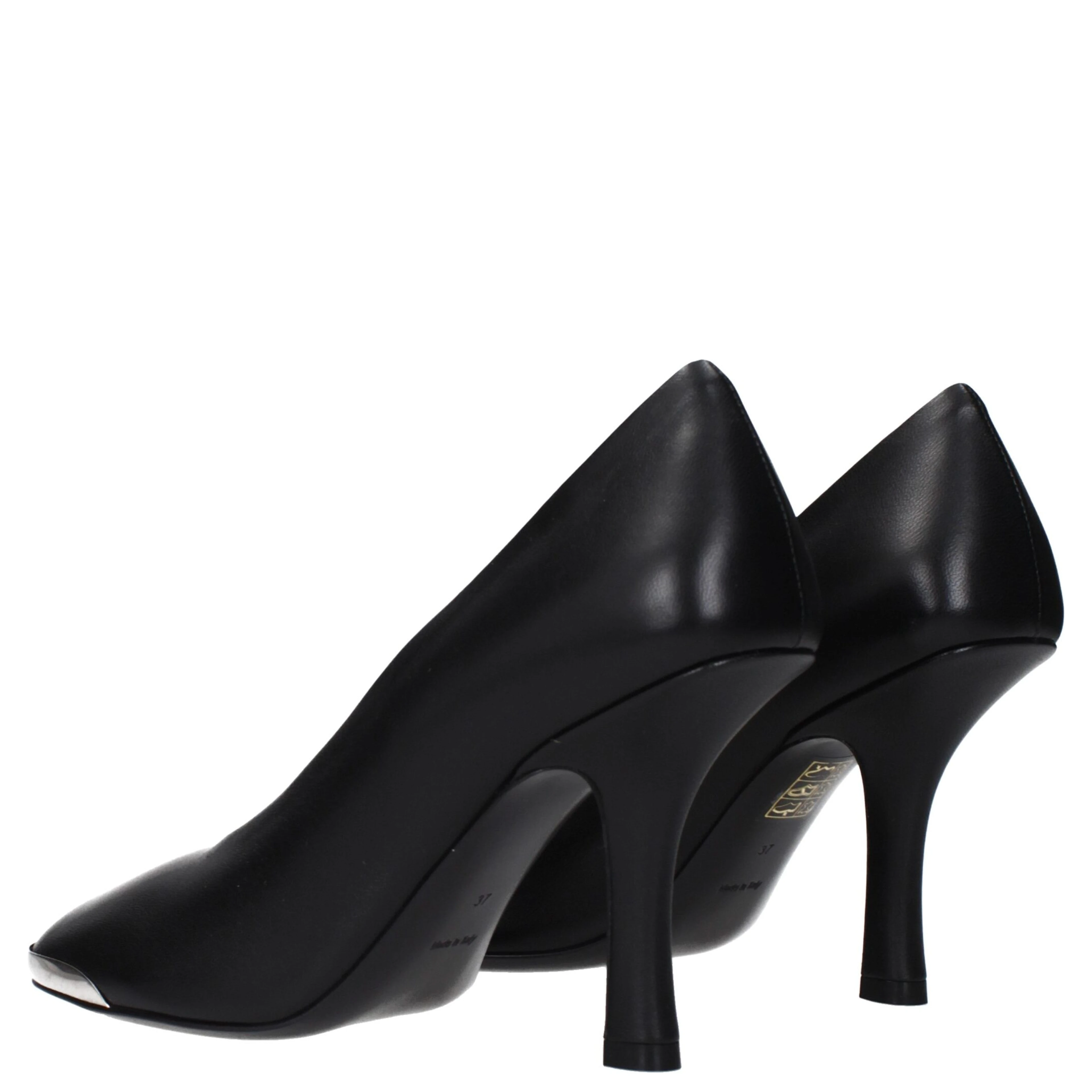 Black Leather High Heel Pumps