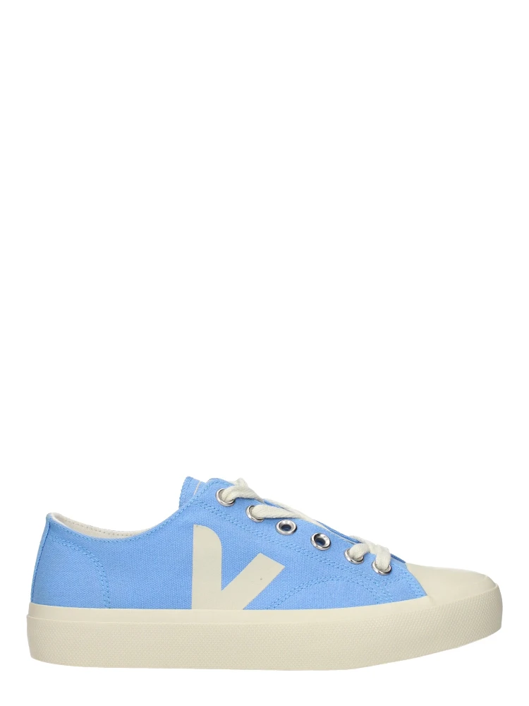 Light Blue Fabric Low Top Sneakers