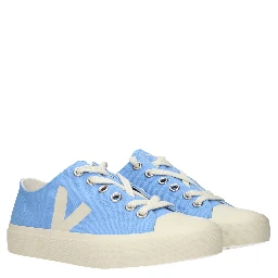 Light Blue Fabric Low Top Sneakers