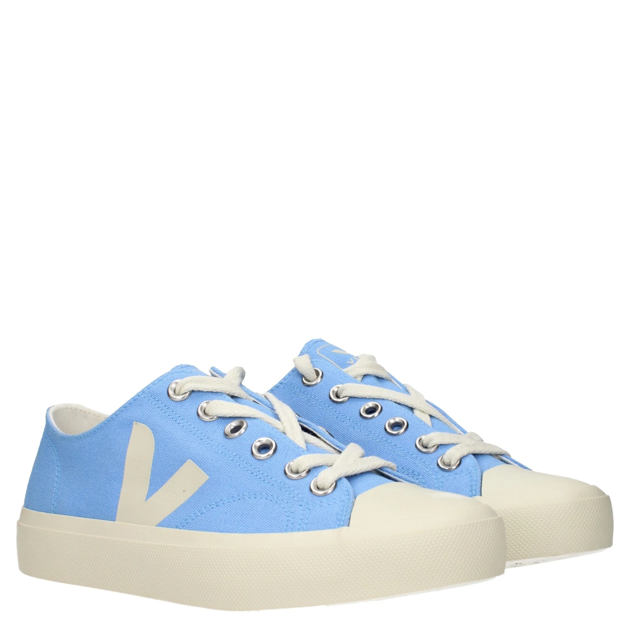 Light Blue Fabric Low Top Sneakers