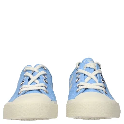 Light Blue Fabric Low Top Sneakers