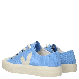 Light Blue Fabric Low Top Sneakers