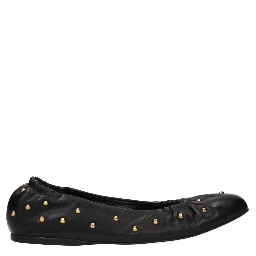 Black Leather Ballet Flats