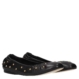 Black Leather Ballet Flats