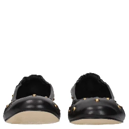 Black Leather Ballet Flats
