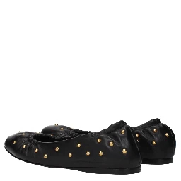 Black Leather Ballet Flats